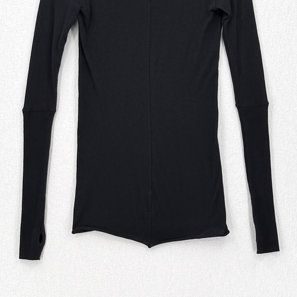 ENZA COSTA Cashmere Cuffed V Neck Top Womens Small Black Long Sleeve Luxury - Picture 10 of 15